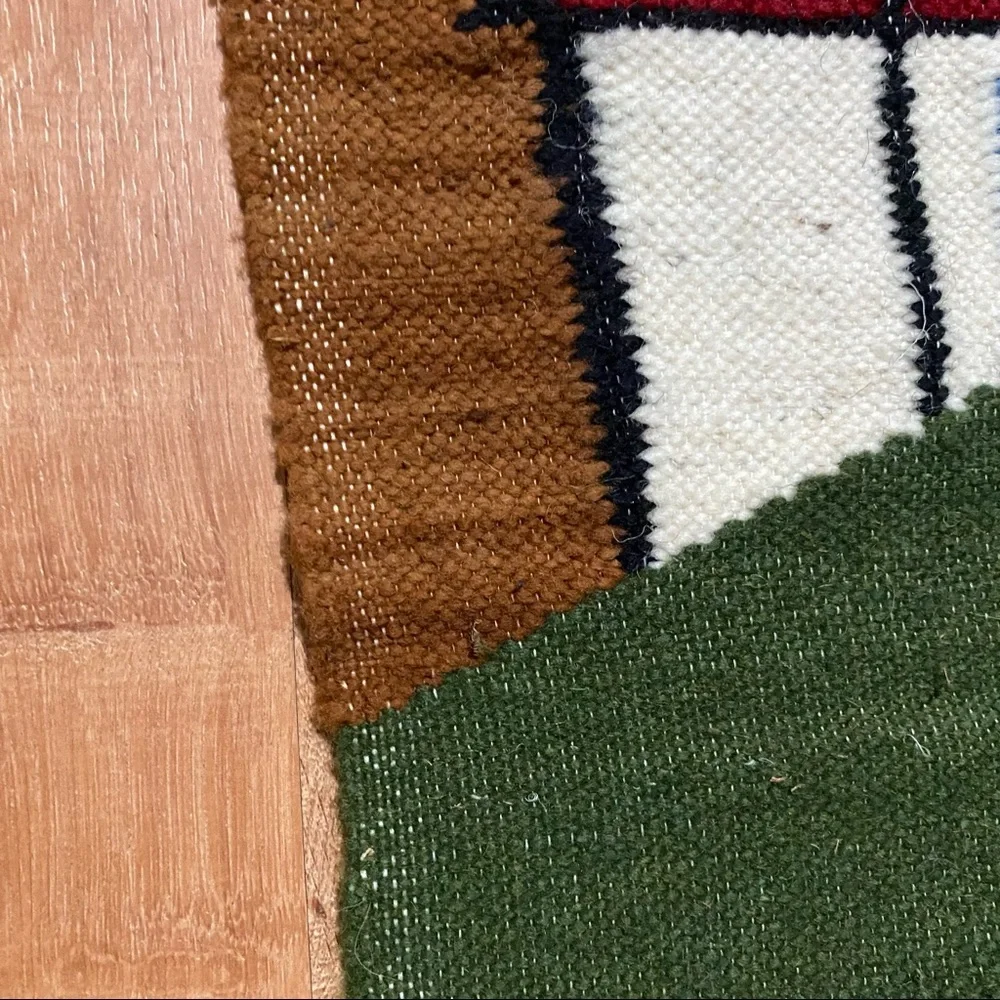 Vintage Blue Green Brown Mountain Village Tapestry